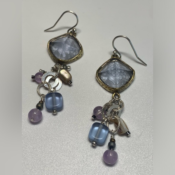 Silpada Sterling Silver & Frosted Etched Amethyst Glass, Shell & Bead Earrings - Picture 11 of 16